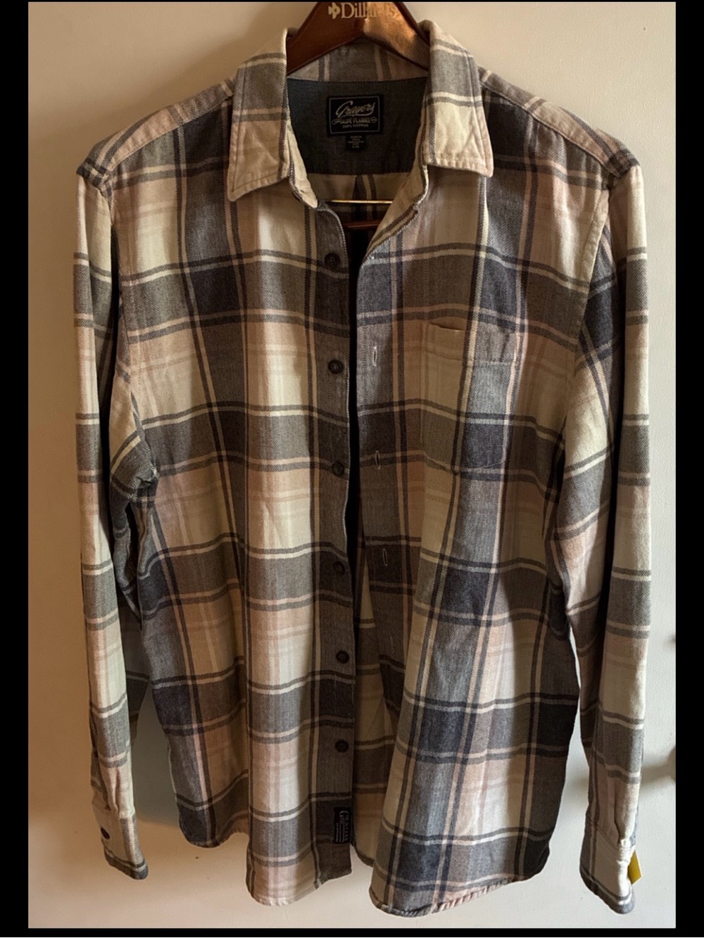 Grayers Men's Long Sleeve Flannel Light Weight Button-Up Shirt Large EUC